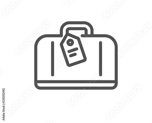 Airport hand baggage reclaim line icon. Airplane luggage sign. Flight checked bag symbol. Quality design element. Editable stroke. Linear style hand baggage icon. Vector