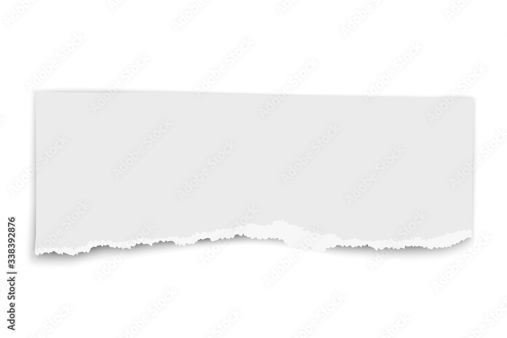 White vector oblong paper tear with soft shadow placed on white White vector oblong paper tear with soft shadow placed on white