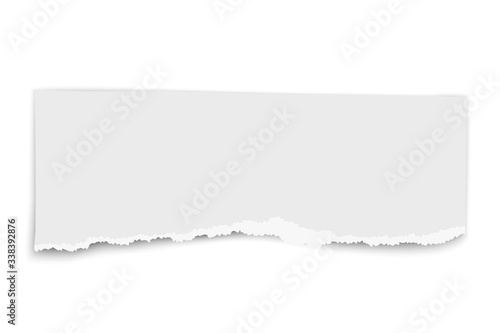 White vector oblong paper tear with soft shadow placed on white