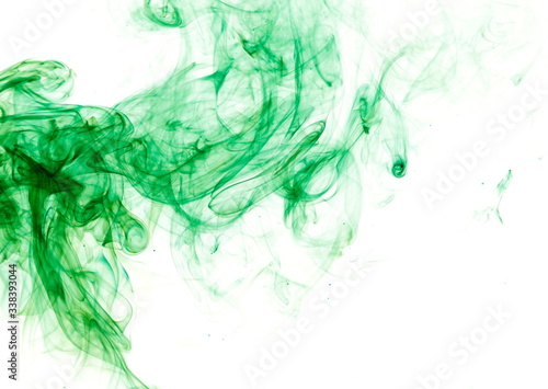 Green smoke on white background