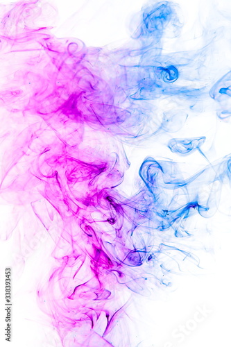 Colored smoke on white background