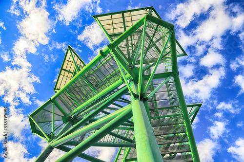 WROCLAW, POLAND - MARCH 11, 2020: The Kotowice observation tower is located just off the bank of the Oder and is 40 meters high. The structure was built in 2012, Wroclaw, Poland, Europe. photo