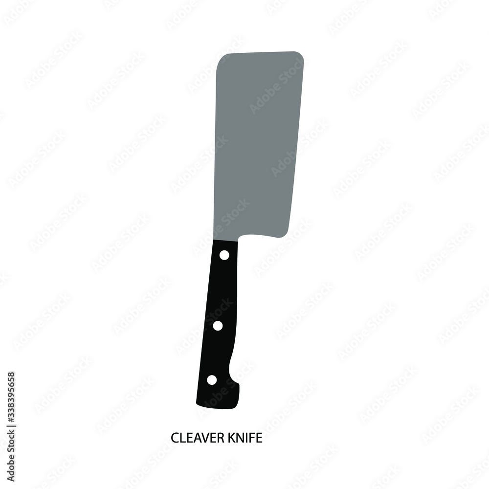 Cleaver knife. Kitchen knife and meat knife vector illustration in flat style on a white background.