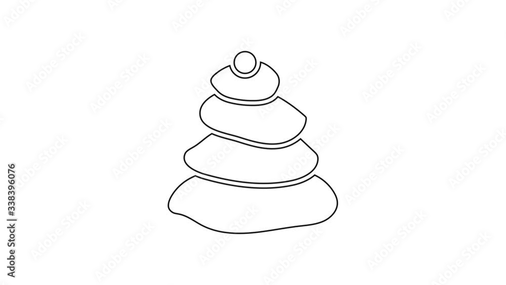 Black line Stack hot stones icon isolated on white background. Spa salon accessory. 4K Video motion graphic animation Black line Stack hot stones icon isolated on white background. Spa salon accessory. 4K Video motion graphic animation