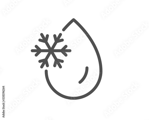 Freezing water line icon. Freeze cold temperature sign. Fridge function symbol. Quality design element. Editable stroke. Linear style freezing water icon. Vector