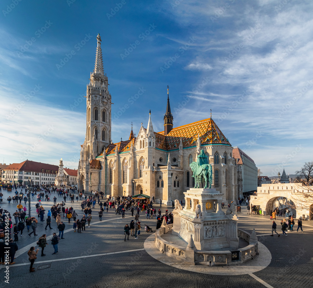 Matthias Church in front of the Fisherman's Bastion at the heart of Buda's Castle District