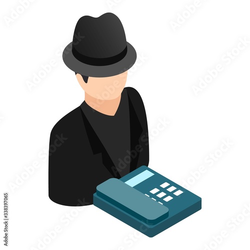 Telephone fraud icon. Isometric illustration of telephone fraud vector icon for web