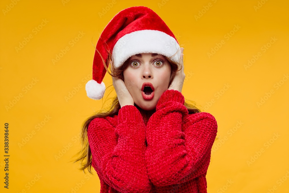 girl in santa claus hat girl in santa claus hat