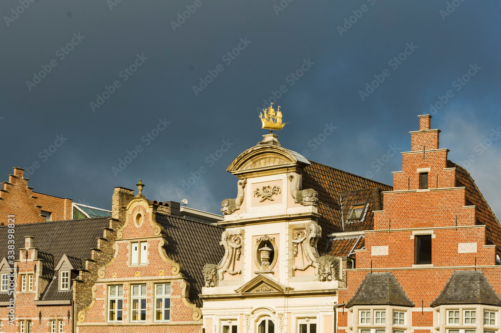 Houses of The Korenlei or Wheat Quay or Corn Quay is a quay in the historic city center of Ghent, Belgium, Houses of The Korenlei or Wheat Quay or Corn Quay is a quay in the historic city center of Ghent, Belgium,