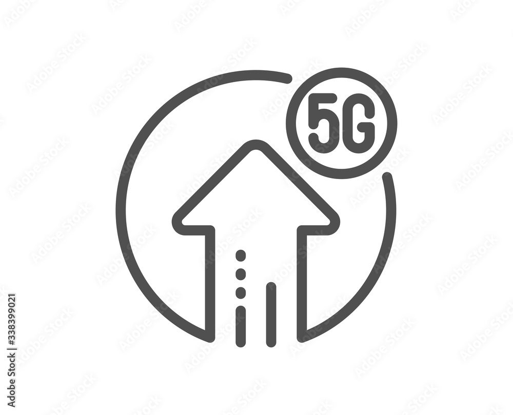 5g upload speed line icon. Wireless technology sign. Mobile wifi internet symbol. Quality design element. Editable stroke. Linear style 5g upload icon. Vector 5g upload speed line icon. Wireless technology sign. Mobile wifi internet symbol. Quality design element. Editable stroke. Linear style 5g upload icon. Vector