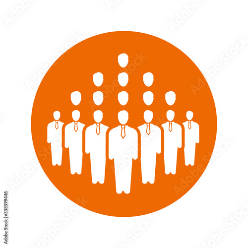 People on queue icon, customer line / orange color