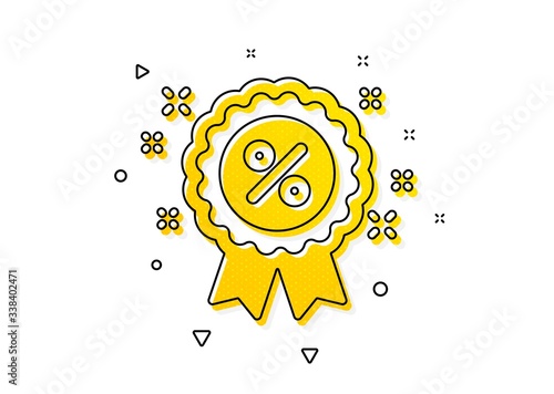 Sale shopping medal sign. Discount award icon. Clearance symbol. Yellow circles pattern. Classic discount icon. Geometric elements. Vector