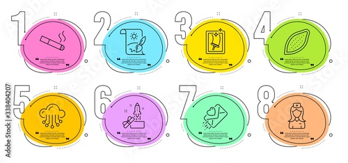 Creative painting, Cocoa nut and Cloud storage signs. Timeline steps infographic. Hospital nurse, Smoking and Window cleaning line icons set. Innovation, Love letter symbols. Vector