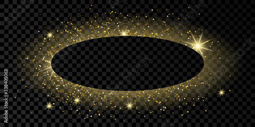 Golden oval frame with glitter
