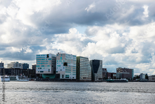 View of the IJDock and courthouse in Amsterdam, Netherlands