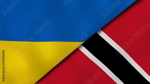 The flags of Ukraine and Trinidad and Tobago. News  reportage  business background. 3d illustration