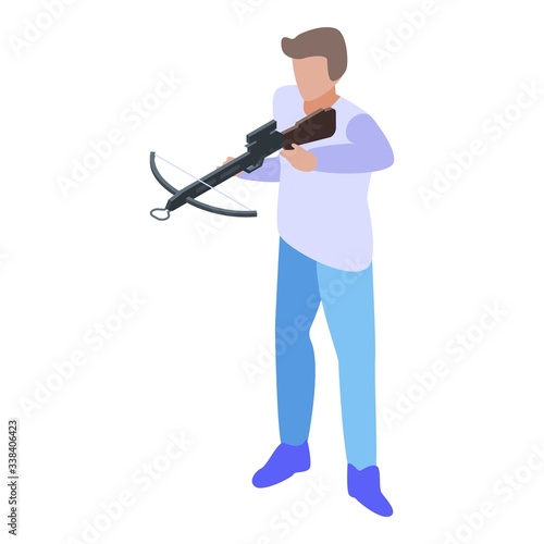 Crossbow shooter icon. Isometric of crossbow shooter vector icon for web design isolated on white background