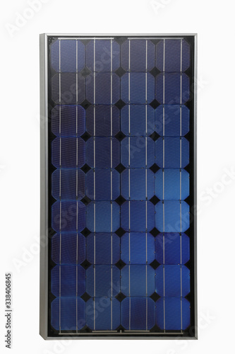 Solar battery that conserves solar energy, the conversion of energy into current. high voltage. Isolate on a white background. concept is ecology on the planet.