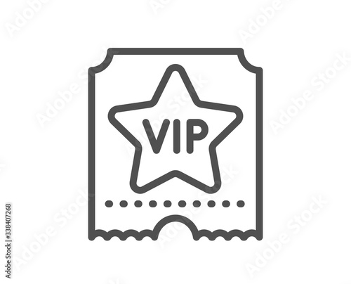 Vip ticket line icon. Very important person sign. Member club privilege symbol. Quality design element. Editable stroke. Linear style vip ticket icon. Vector