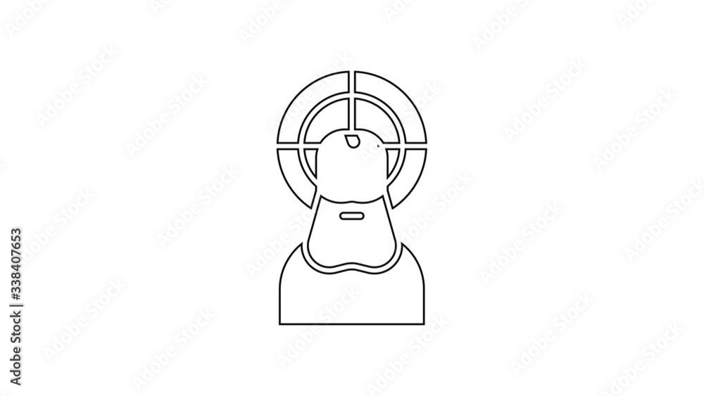 Black line Jesus Christ icon isolated on white background. 4K Video motion graphic animation Black line Jesus Christ icon isolated on white background. 4K Video motion graphic animation