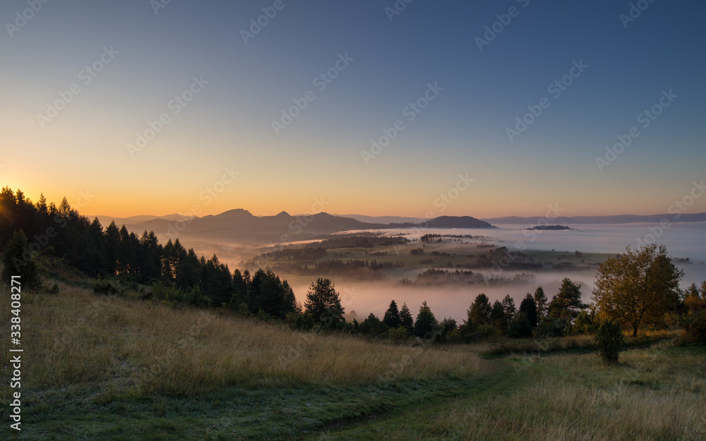 autumn panorama of the Pieniny Mountains