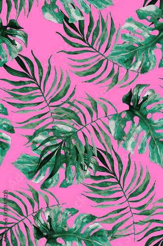 Pop art style pink tropical pattern