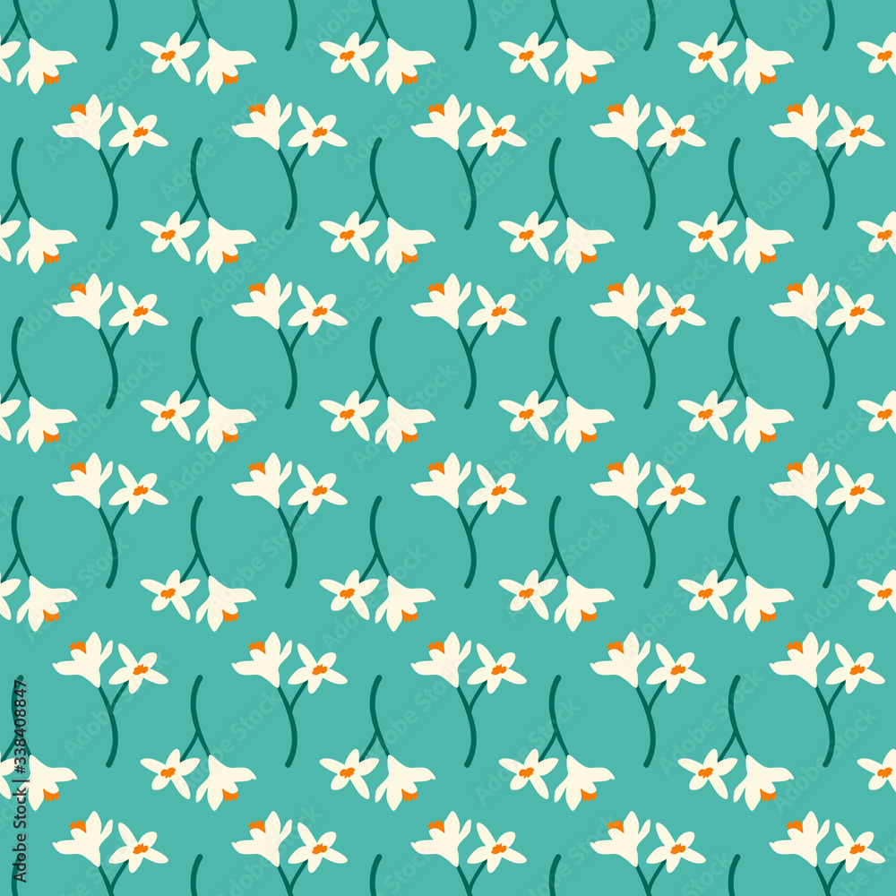 Fototapeta premium Vector seamless floral pattern. Background with flowers and leaves.