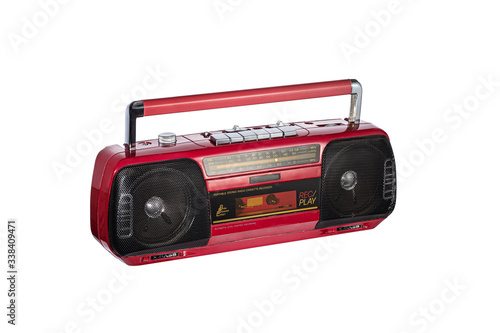 Obraz na plátne Vintage radio cassette recorder isolated over white background