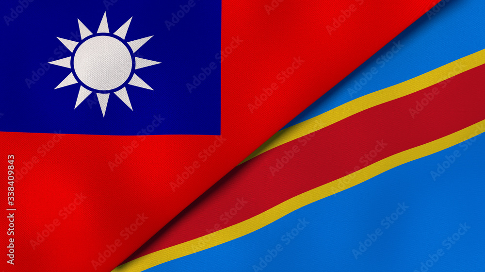 Fototapeta The flags of Taiwan and DR Congo. News, reportage, business background. 3d illustration