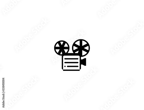 Film projector vector flat icon. Isolated movie projector, camera emoji illustration