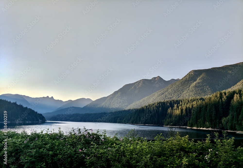 mountain lake in the morning