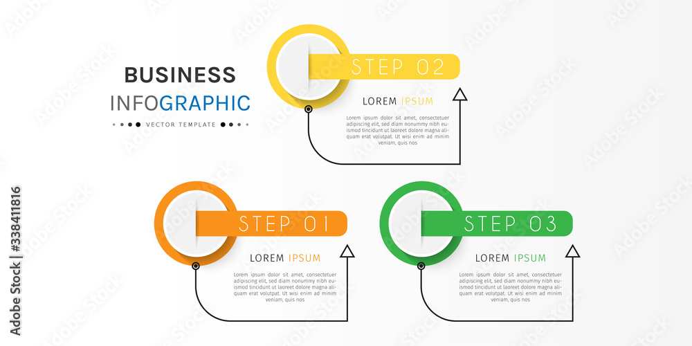 Business infographic element with options, steps, number vector template design