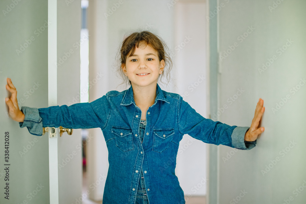 indoors portrait of young child gril at home indoors portrait of young child gril at home
