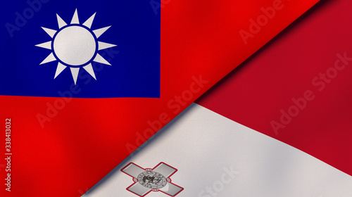 The flags of Taiwan and Malta. News, reportage, business background. 3d illustration photo