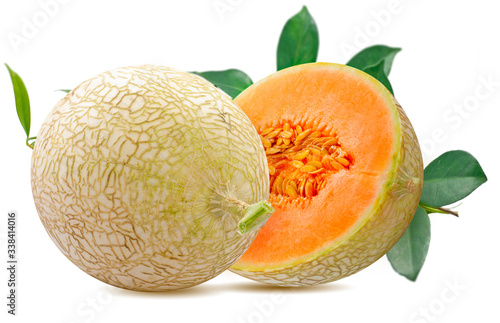 Melon or Cantaloupe fruit isolated on white background
