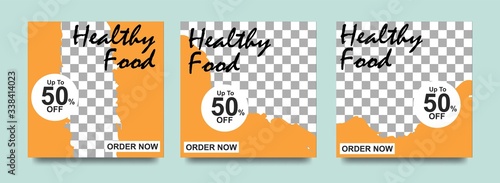 Social media banner for food and drink business. Food social media template for restaurant business. Modern social template post banner. Food discount post template