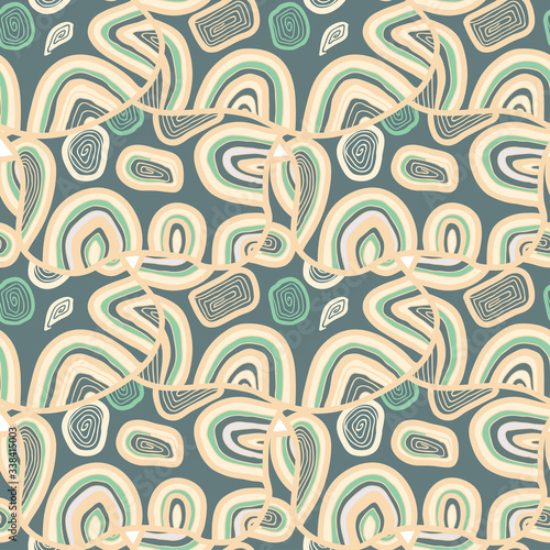 Vector seamless pattern of abstract wavy hand drawn oenamental shapes. Decorative background. Modern texture. photo