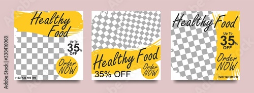 Social media banner for food and drink business. Food social media template for restaurant business. Modern social template post banner. Food discount post template