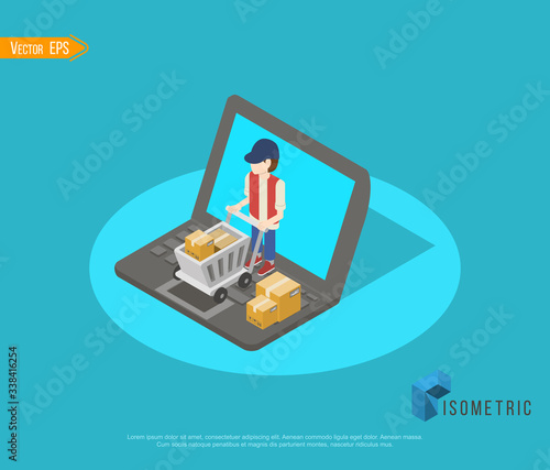 Wallpaper Mural Online shopping with smartphone concept flowchart isometric e-commerce poster with customer support. Torontodigital.ca