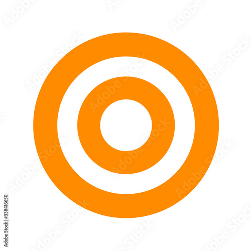 orange round symbol isolated on white, circle icon for shooting target arrow aiming, target for sport game shooting arrow aim, circle point focus of success idea, target sign of business goal ideas