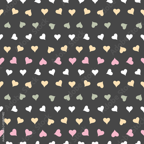 Pastel love hearts on dark background. Pattern for fabric, wrapping, textile, wallpaper, apparel. Vector illustration photo