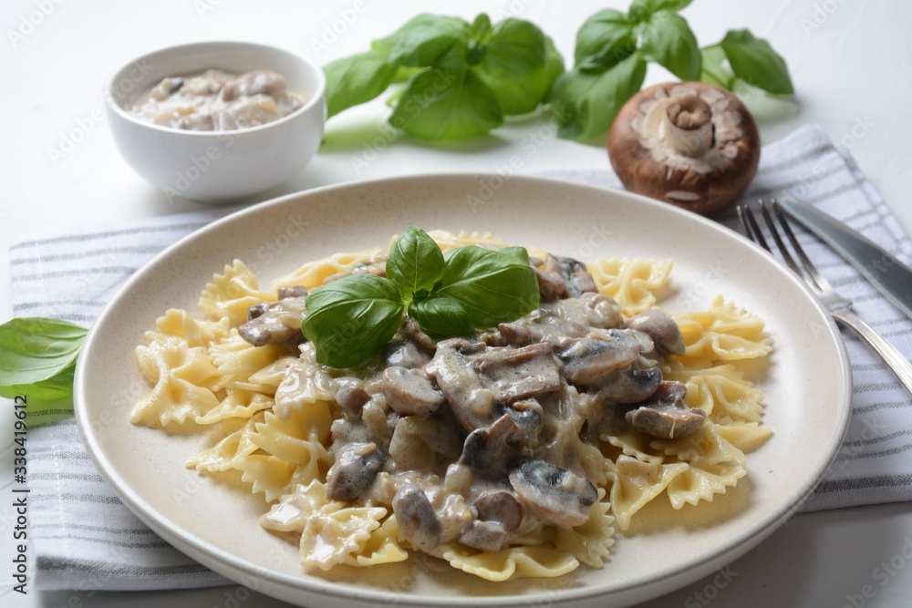 Creamy Mushroom Fettucini Alfredo pasta. Italian food Creamy Mushroom Fettucini Alfredo pasta. Italian food