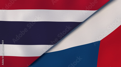 The flags of Thailand and Czech Republic. News  reportage  business background. 3d illustration