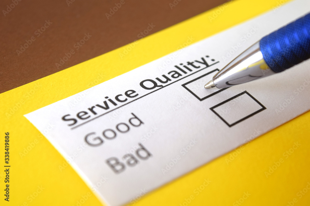 One person is answering question about service quality. One person is answering question about service quality.