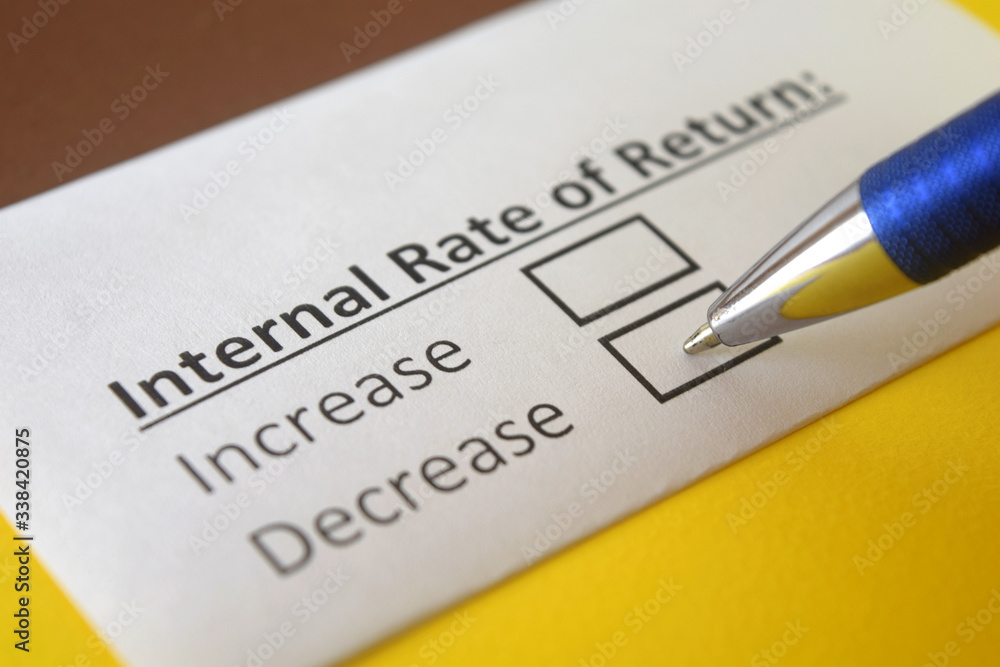 Fototapeta premium One person is answering question about internal rate of return.