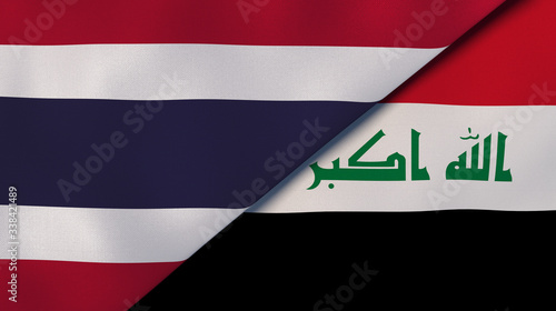 The flags of Thailand and Iraq. News, reportage, business background. 3d illustration photo