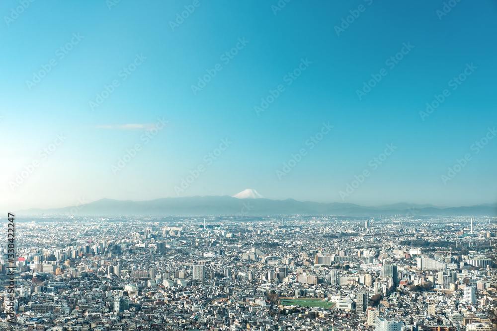 Mountain Fuji with cityscape of Tokyo and skylines. Taken from Tokyo metropolitan government building. Japan travel landmark. Mountain Fuji with cityscape of Tokyo and skylines. Taken from Tokyo metropolitan government building. Japan travel landmark.