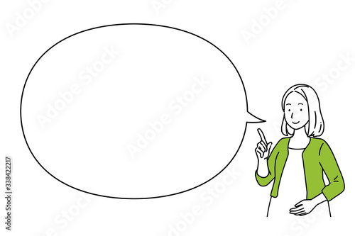 Illustration of speech bubble of pregnant woman explaining.