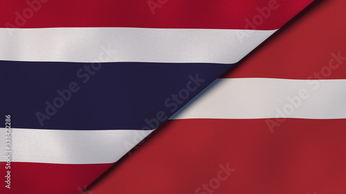 The flags of Thailand and Latvia. News, reportage, business background. 3d illustration Free Download The flags of Thailand and Latvia. News, reportage, business background. 3d illustration - GFXLoad