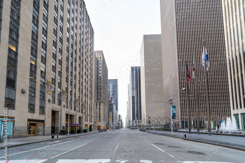 Street view of an empty 6th Avenue, New York City, during covid-19 Pandemic Lockdown
